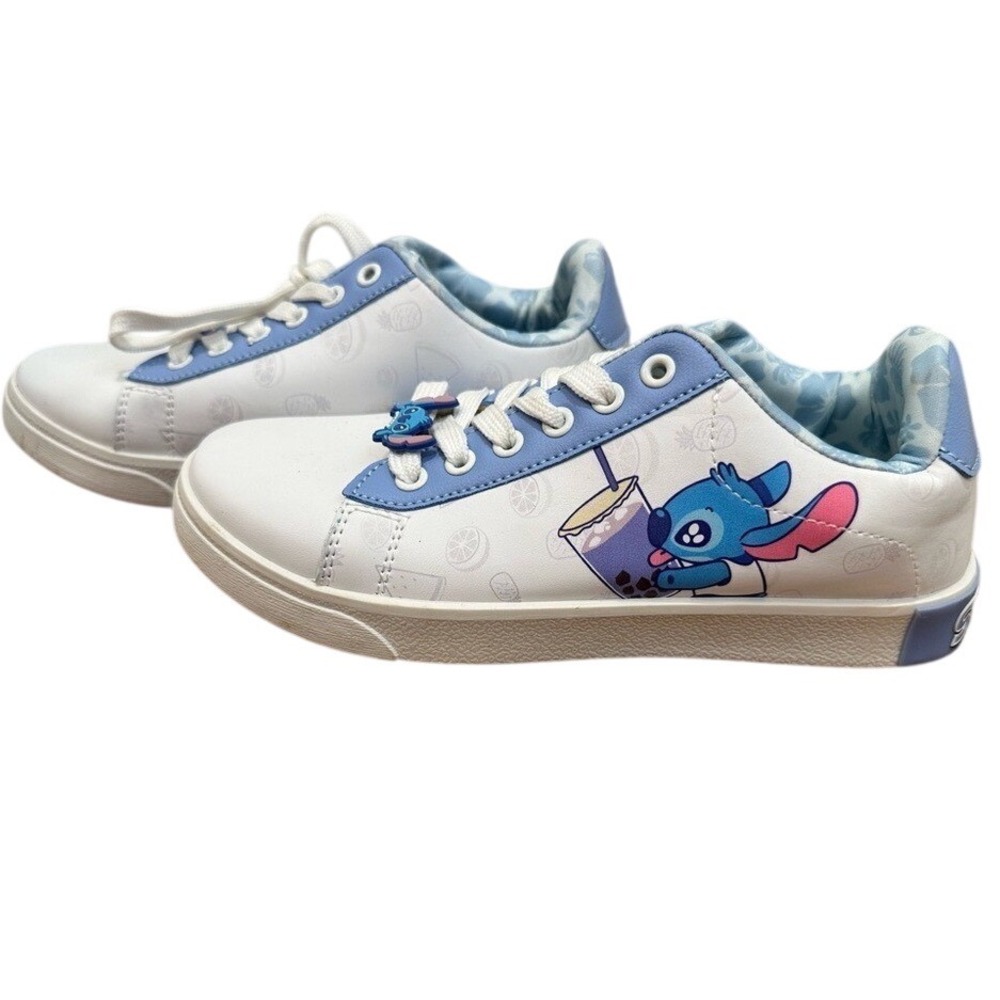 Disney Stitch Bubble Tea Sneakers White Blue Cartoon Character‎ Shoes, size 7